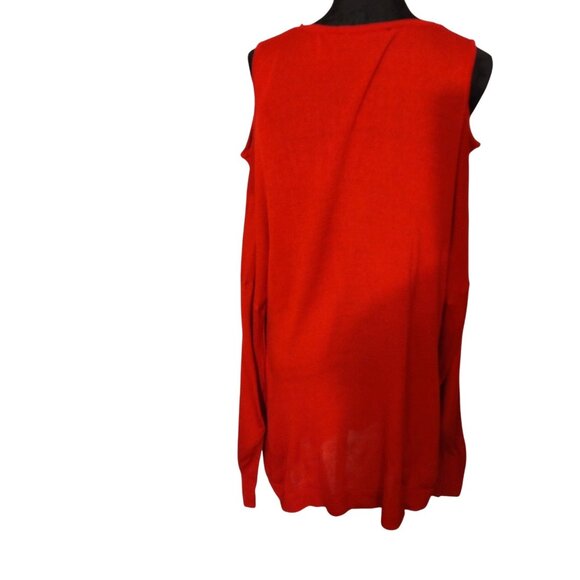 NICK VERREOS COLD SHOULDER-DEEP RED SWEATER-LONG SLEEVES-LIKE NEW-SIZE: 3X - Picture 2 of 9